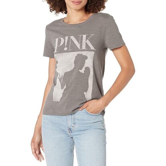 PINK Lucky Brand Gray Cotton Short Sleeve Classic Crew Tee Size S - Picture 1 of 9